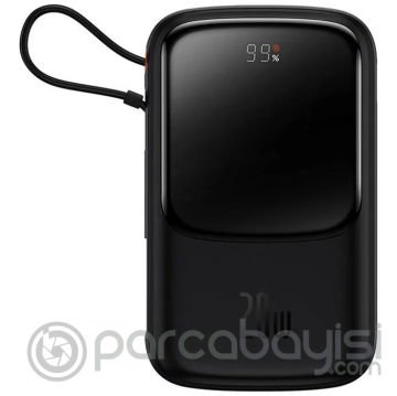Baseus Qpow Pro Dijital Göstergeli 20000mAh 20W Hızlı Şarj Powerbank iPhone Lightning Kablolu