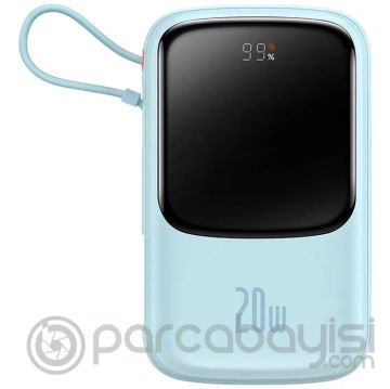 Baseus Qpow Pro Dijital Göstergeli 20000mAh 20W Hızlı Şarj Powerbank iPhone Lightning Kablolu