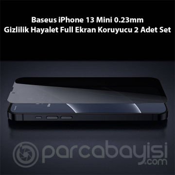 Baseus iPhone 13 Mini 0.23mm Gizlilik Hayalet Full Ekran Koruyucu 2 Adet Set