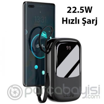 Baseus Qpow Pro Dijital Göstergeli 20000mAh 22,5W Hızlı Şarj Powerbank Type-C Kablolu