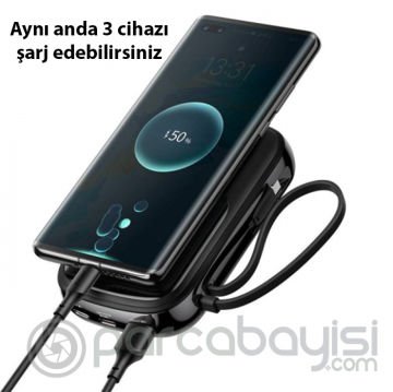 Baseus Qpow Pro Dijital Göstergeli 20000mAh 22,5W Hızlı Şarj Powerbank Type-C Kablolu