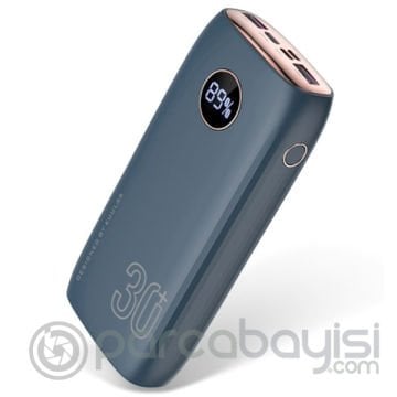 Kuulaa 30000mAh 22.5w Dijital Göstergeli Power Bank Usb C Hızlı Şarj+QC3.0)