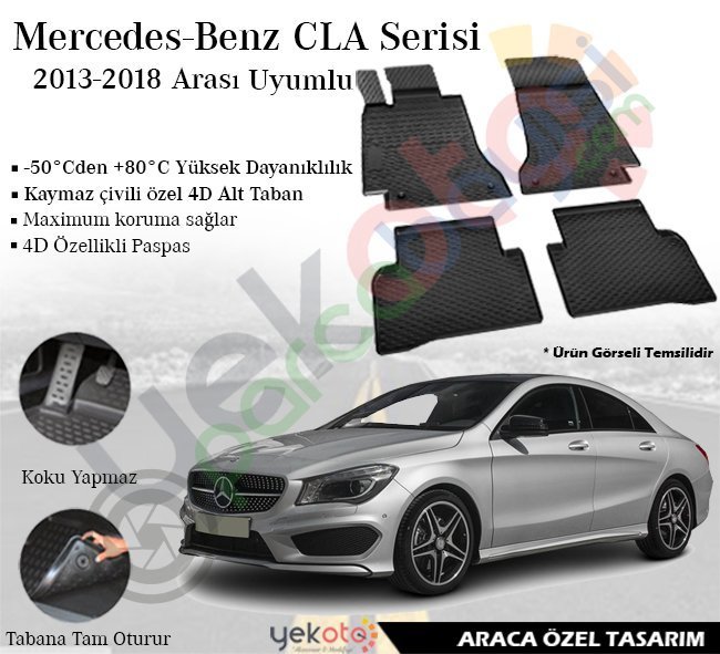 Mercedes Cla 2013-2018 Arası Uyumlu Araca Özel Lüks Siyah Paspas