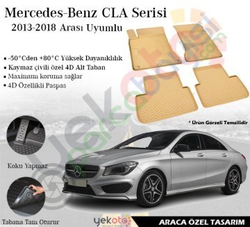 Mercedes Cla 2013-2018 Arası Uyumlu Araca Özel Lüks Bej Paspas