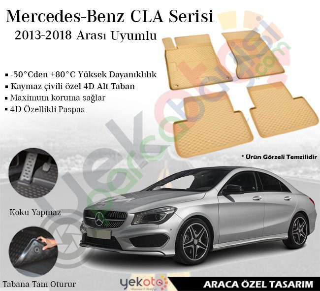 Mercedes Cla 2013-2018 Arası Uyumlu Araca Özel Lüks Bej Paspas