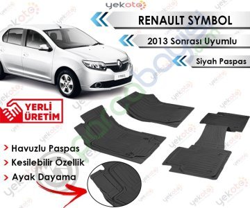 Renault Symbol 2013 Sonrası Uyumlu Havuzlu Kesilebilir Siyah Paspas