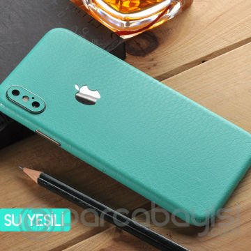 İphone  Xs Max 6.5 Deri Dokulu Arka Yan Kaplama Sticker