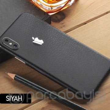 İphone  Xs Max 6.5 Deri Dokulu Arka Yan Kaplama Sticker