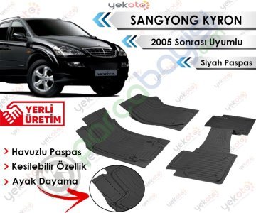 Sangyong Kyron 2005 Sonrası Uyumlu Havuzlu Kesilebilir Siyah Paspas