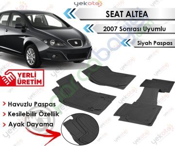 Seat Altea 2007 Sonrası Uyumlu Havuzlu Kesilebilir Siyah Paspas