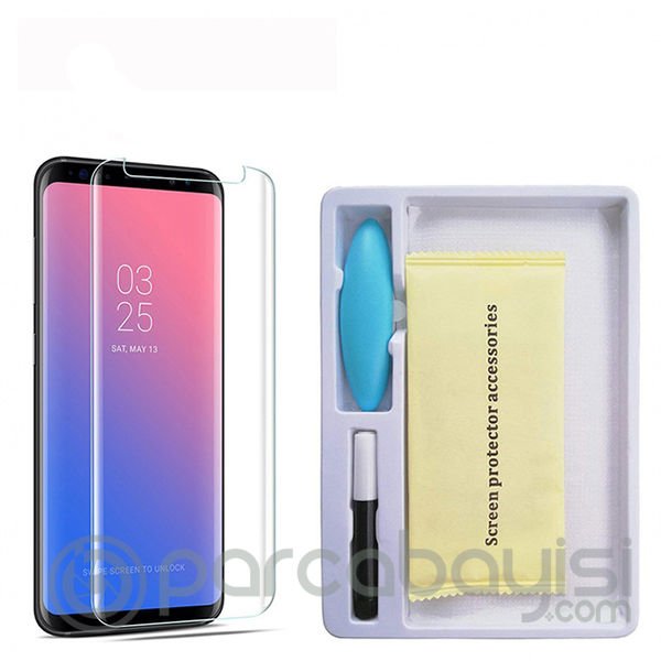 Ally Galaxy S8+ Plus,S9+ Plus Full Liquid+Uv Işık 3d Kırılmaz Cam Ekran Koruyucu