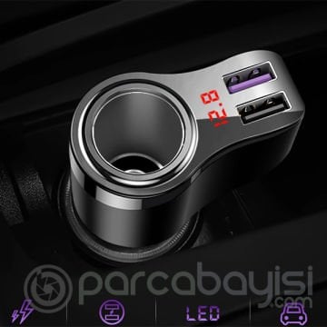 KUULAA 3.1A Çift Usb Dijital Ekran Araba Çakmaklık Şarj Cihazı