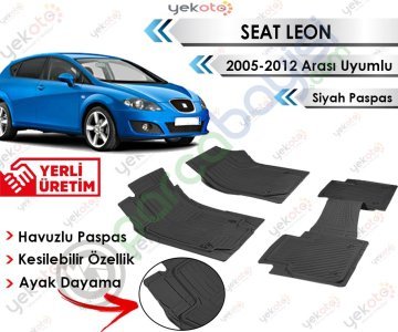 Seat Leon 2005-2012 Sonrası Uyumlu Havuzlu Kesilebilir Siyah Paspas