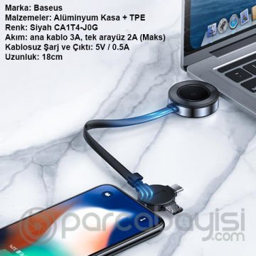 Baseus Star Ring Series 4in1 Type -C Mikro Usb-İPhone Ve Wireless Kablosuz Şarj