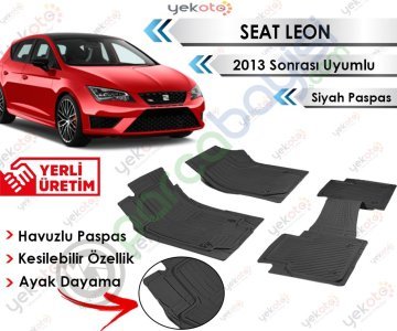 Seat Leon 2013 Sonrası Uyumlu Havuzlu Kesilebilir Siyah Paspas