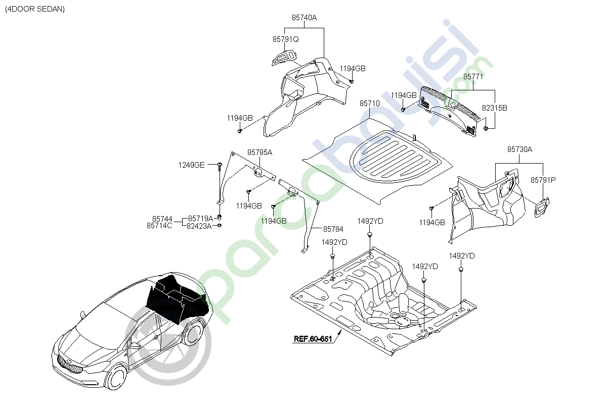 Kia Cerato Bagaj Taban Döşeme Orjinal | 85710A7180Wk