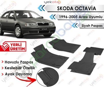 Skoda Octavia 1996-2005 Arası Uyumlu Havuzlu Kesilebilir Siyah Paspas