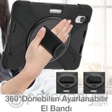 Ally iPad Mini 6 Kılıf Shockproof 3 Katmanlı Standlı Zırh Kılıf Kalem Yerli