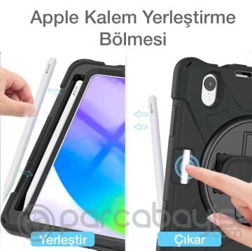 Ally iPad Mini 6 Kılıf Shockproof 3 Katmanlı Standlı Zırh Kılıf Kalem Yerli