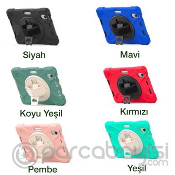 Ally iPad Mini 6 Kılıf Shockproof 3 Katmanlı Standlı Zırh Kılıf Kalem Yerli