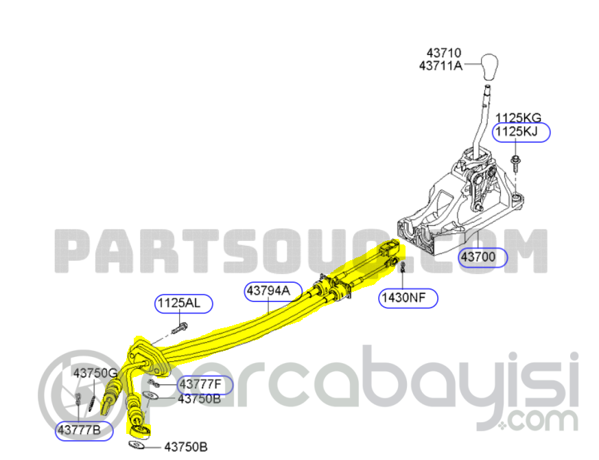 Kia Picanto Vites Kablosu (Düz Vites) Orjinal | 4379407650