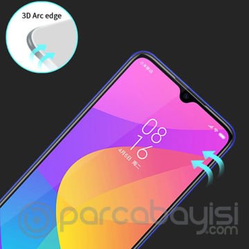 Xiaomi Mi CC9E-A3 3D Full Glue Tempered  Cam Ekran Koruyucu