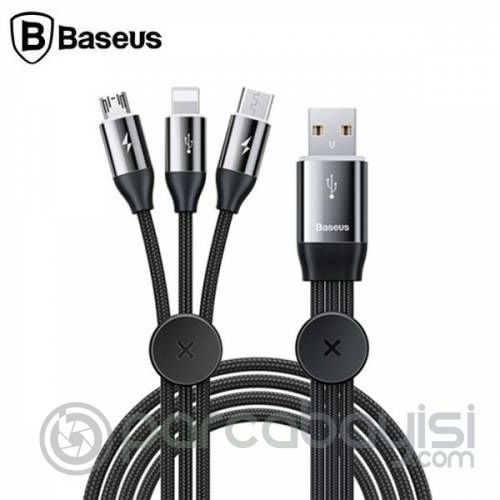 Baseus Car Co-sharing Manyetik Araç İçin 3in1 İPhone Type c Micro Usb Şarj Kablosu