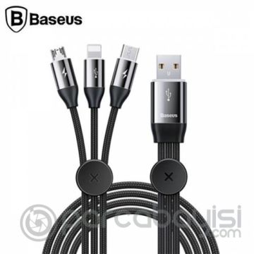 Baseus Car Co-sharing Manyetik Araç İçin 3in1 İPhone Type c Micro Usb Şarj Kablosu