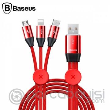 Baseus Car Co-sharing Manyetik Araç İçin 3in1 İPhone Type c Micro Usb Şarj Kablosu