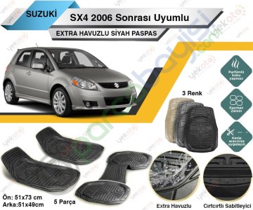 Suzuki Sx4 2006 Sonrası Uyumlu Extra Havuzlu Kesilebilir Siyah Paspas