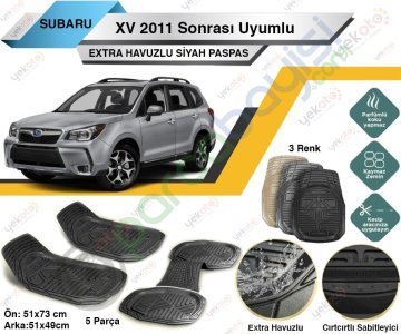 Subaru Xv 2011 Sonrası Uyumlu Extra Havuzlu Kesilebilir Siyah Paspas
