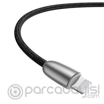 Baseus Torch Series Çinko Halat iPhone Led Işıklı Usb Şarj Kablosu 2.4A 1 Metre