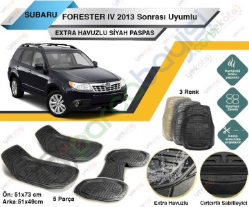 Subaru Forester Iv 2013 Sonrası Uyumlu Extra Havuzlu Kesilebilir Siyah Paspas