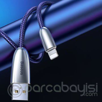 Baseus Torch Series Çinko Halat iPhone Led Işıklı Usb Şarj Kablosu 2 Metre 1.5A