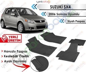 Suzuki Sx4 2006 Sonrası Uyumlu Havuzlu Kesilebilir Siyah Paspas