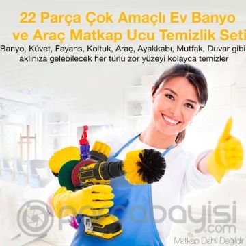 ALLY 22 Parça Çok Amaçlı Ev Banyo ve Araç Matkap Ucu Temizlik Seti