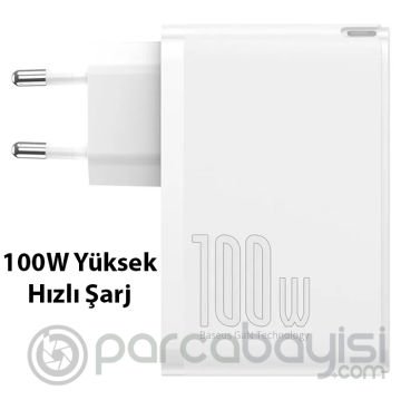Baseus GaN2 Pro 100W PD 2C+2U Quick Charger Macbook Ultra Hızlı Şarj Aleti +100w PD Kablo
