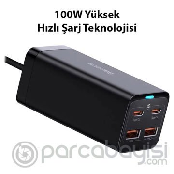 Baseus Gan3 Pro 100W 2 Type-C + 2 USB Hızlı Şarj Başlığı Adaptörü - Ultra Hızlı Şarj Cihazı