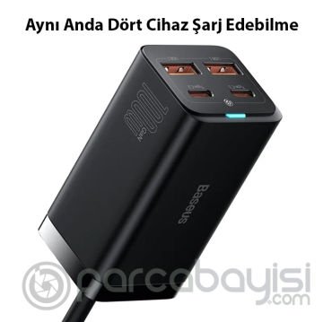 Baseus Gan3 Pro 100W 2 Type-C + 2 USB Hızlı Şarj Başlığı Adaptörü - Ultra Hızlı Şarj Cihazı