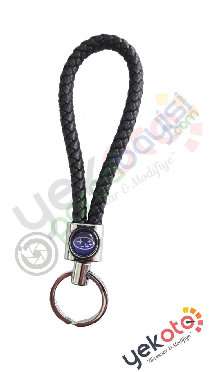 Subaru Deri Örgülü Metal Anahtarlık