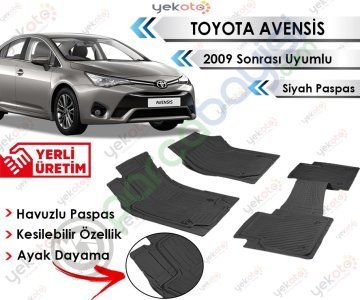 Toyota Avensis 2009 Sonrası Uyumlu Havuzlu Kesilebilir Siyah Paspas