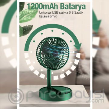 Ally Ev Ofis için Katlanabilir Masaüstü USB Şarjlı Portatif Teleskopik Fan