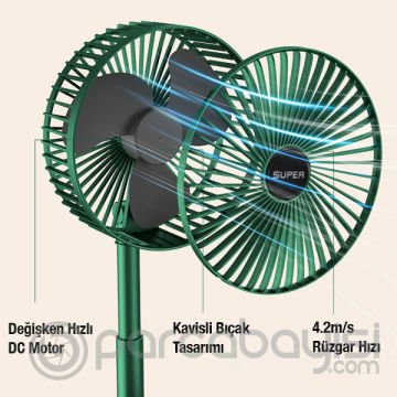 Ally Ev Ofis için Katlanabilir Masaüstü USB Şarjlı Portatif Teleskopik Fan