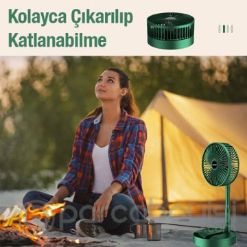 Ally Ev Ofis için Katlanabilir Masaüstü USB Şarjlı Portatif Teleskopik Fan