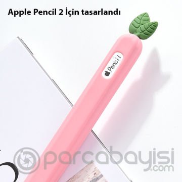 ALLY Apple Pencil 2 İçin Silikon Kılıf Koruyucu Kılıf Meyve Yaprak