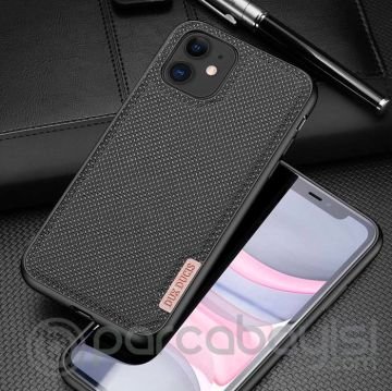 Dux Ducis Fino Serisi iPhone 11 6.1inç Kılıf Premium Dokuma Silikon Kılıf