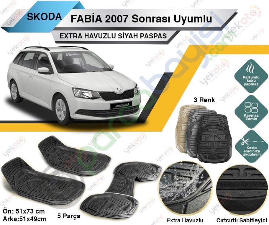 bia 2007 Sonrası Uyumlu Extra Havuzlu Kesilebilir Siyah Paspas