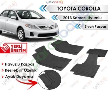 Toyota Corolla 2013 Sonrası Uyumlu Havuzlu Kesilebilir Siyah Paspas