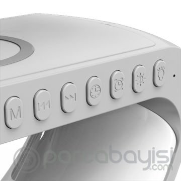 Ally 15W Kablosuz Şarj Standlı Bluetooth hoparlör RGB Gece Lambası