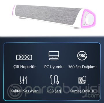 Ally RGB Bas Soundbar Tv Ses Sistemi ve Bilgisayar Masaüstü Bluetooth Hoparlör Subwoofer